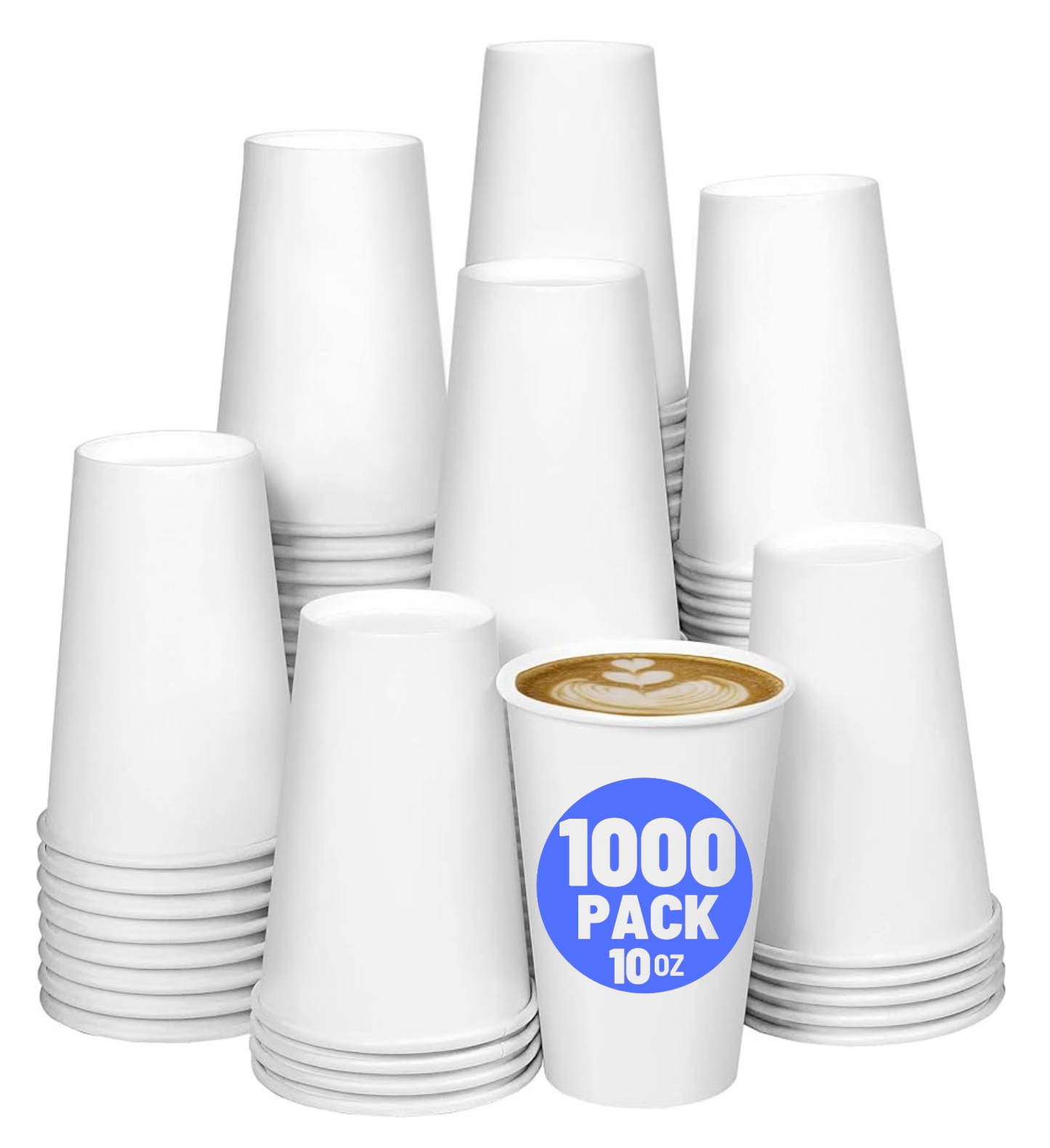 1000 Count 10 oz Disposable White Paper Cups