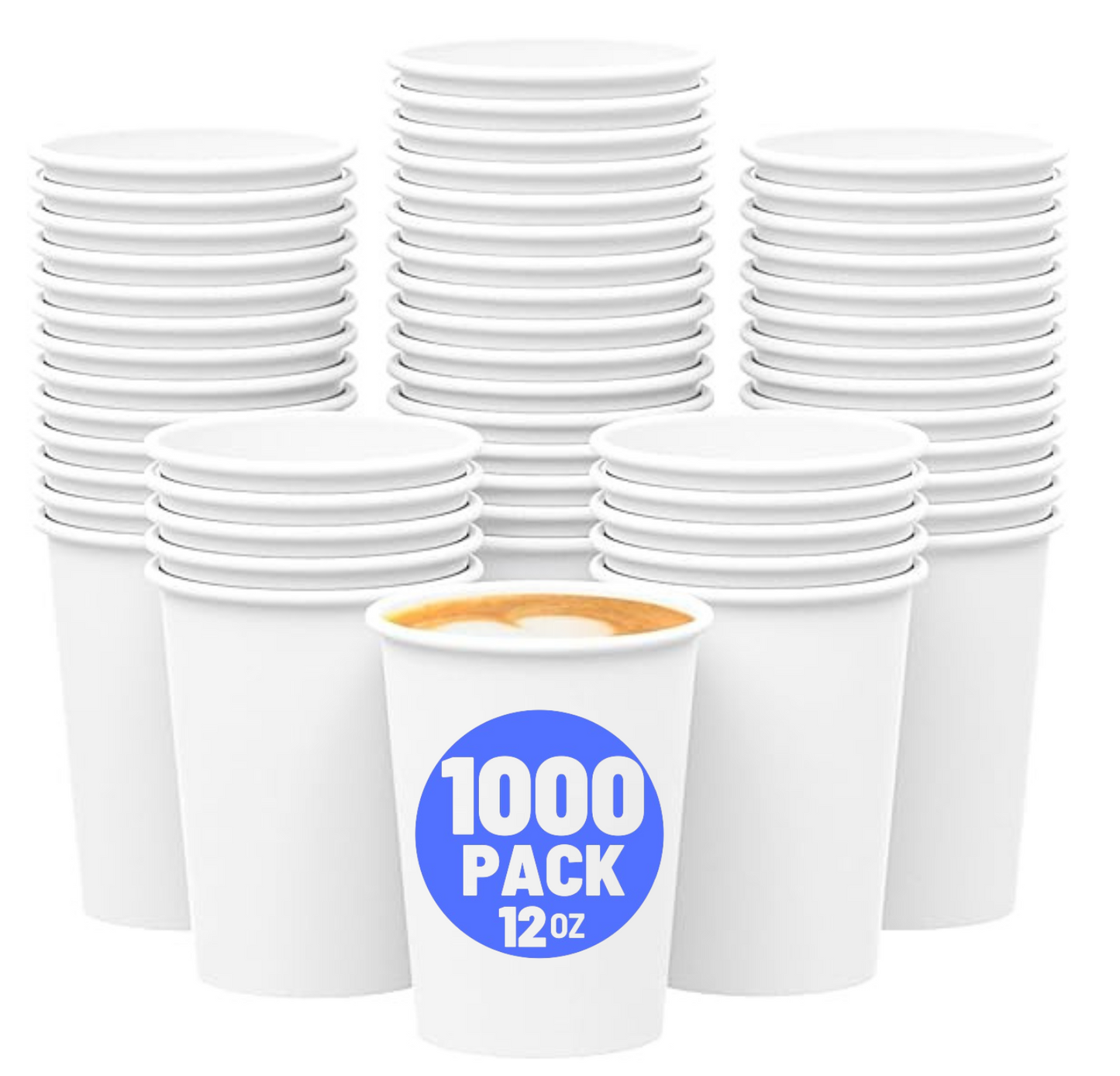 1000 Count 12 oz Disposable White Paper Cups