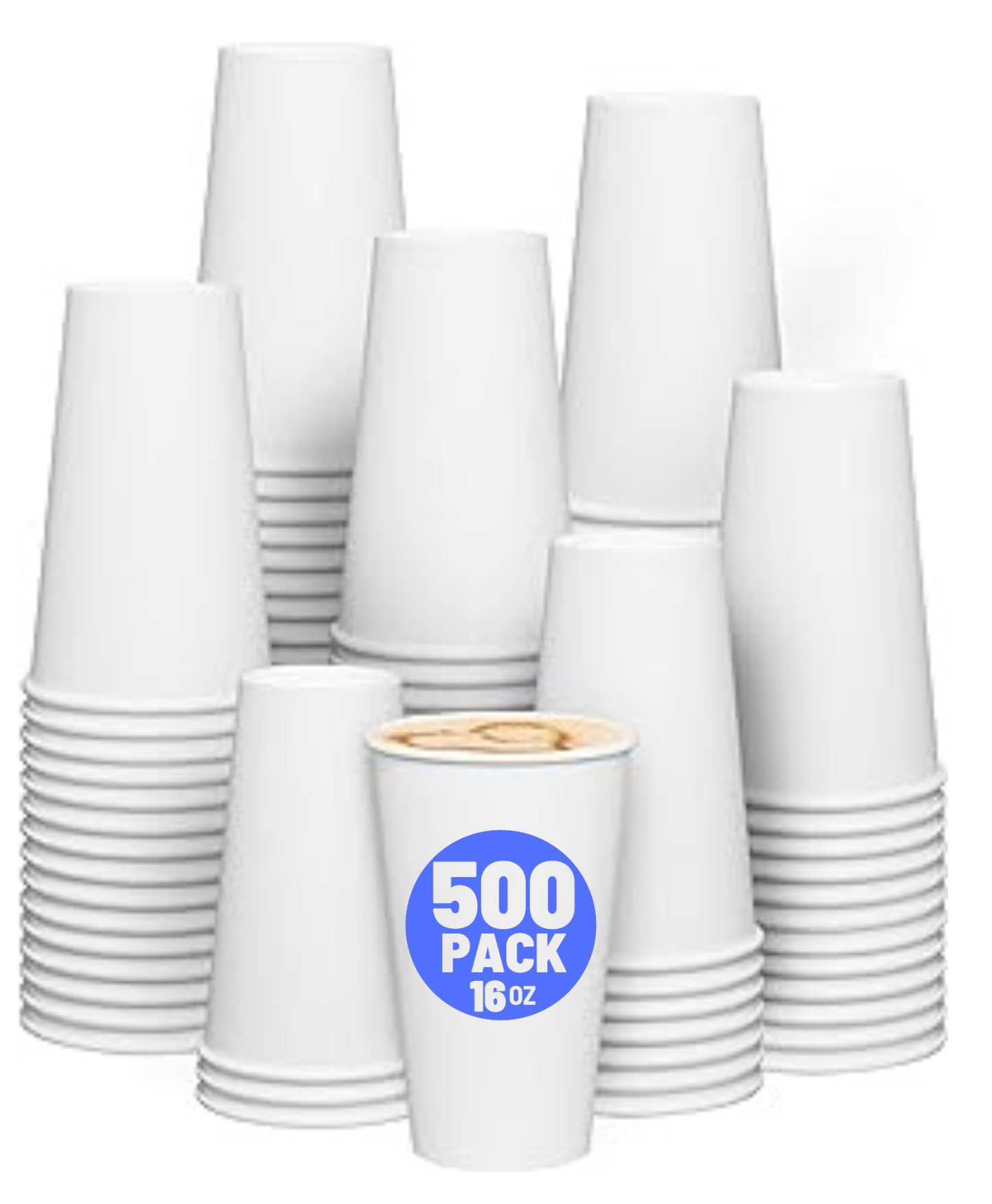 500 Count 16 oz Disposable White Paper Cups