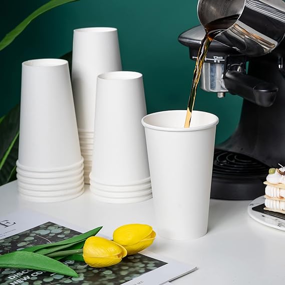 500 Count 16 oz Disposable White Paper Cups